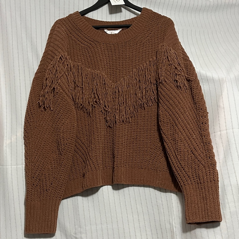 No Boundaries Cozy/Comfy Fringed Brown Boho Hobbit Sweater